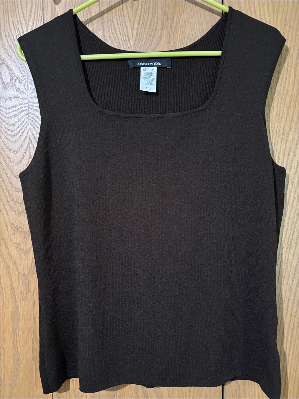 Jones New York Brown Square-Neck Knit Tank XL sleeveless